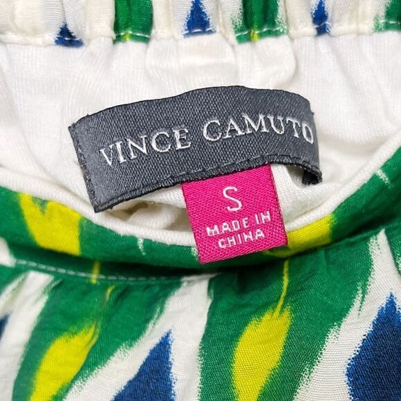 Vince Camuto Geometric Print Strapless Maxi Dress Green Yellow Blue Small - Picture 9 of 9